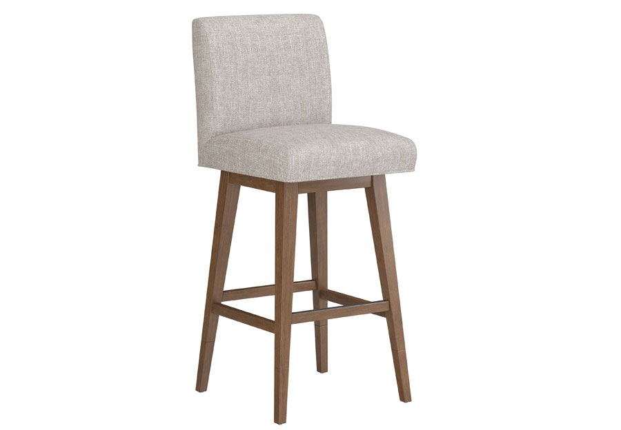 Hillsdale Swivel Adjustable Height Oatmeal Parsons Barstool with Medium Brown Base