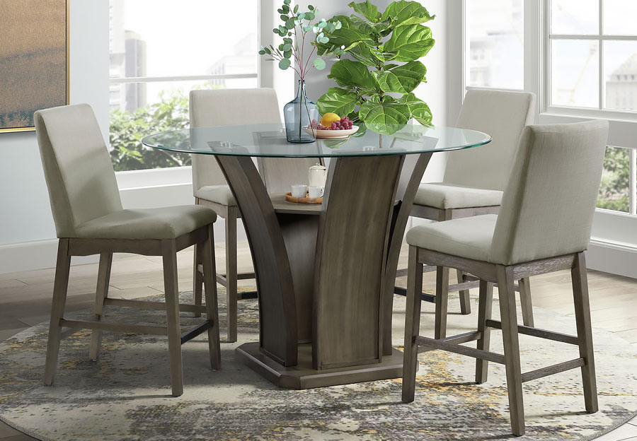 Elements Dapper Round Counter Height Dining Table with Four Chairs