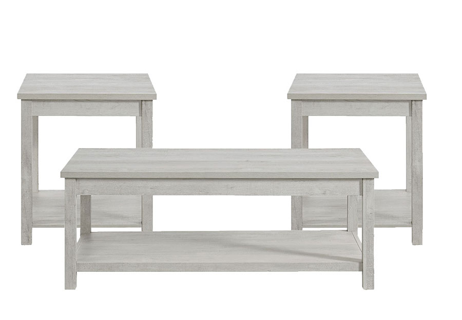 Elements Ellen White Cocktail Table and Two End Tables