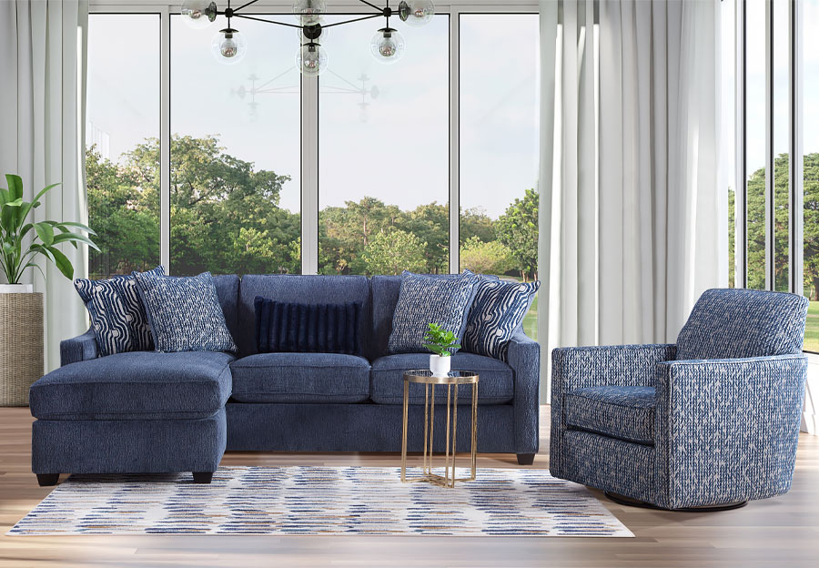 Behold Bowmore Navy Chaise Sofa