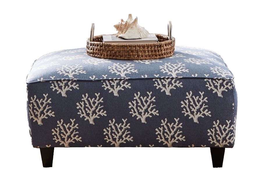 Fusion Coral Sands Navy Accent Ottoman