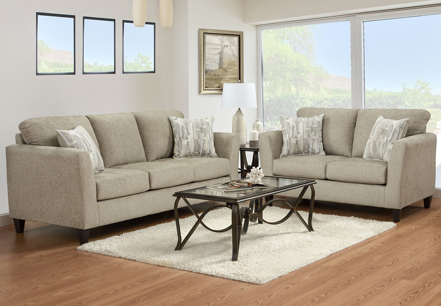 Affordable Furniture Listowel Oat Sofa And Loveseat With Accent Pillows