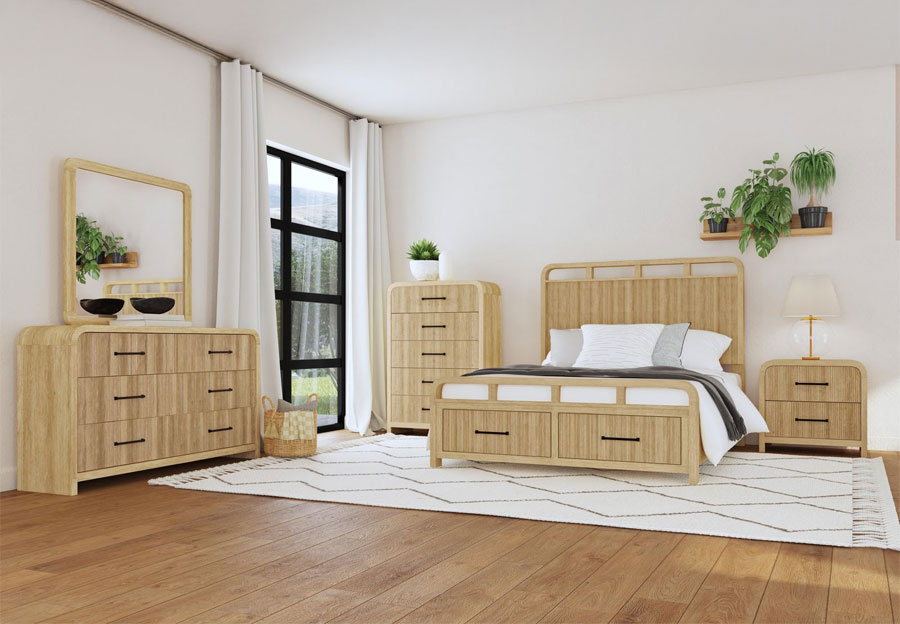 Elements Ridgemont King Storage Bed, Dresser and Mirror