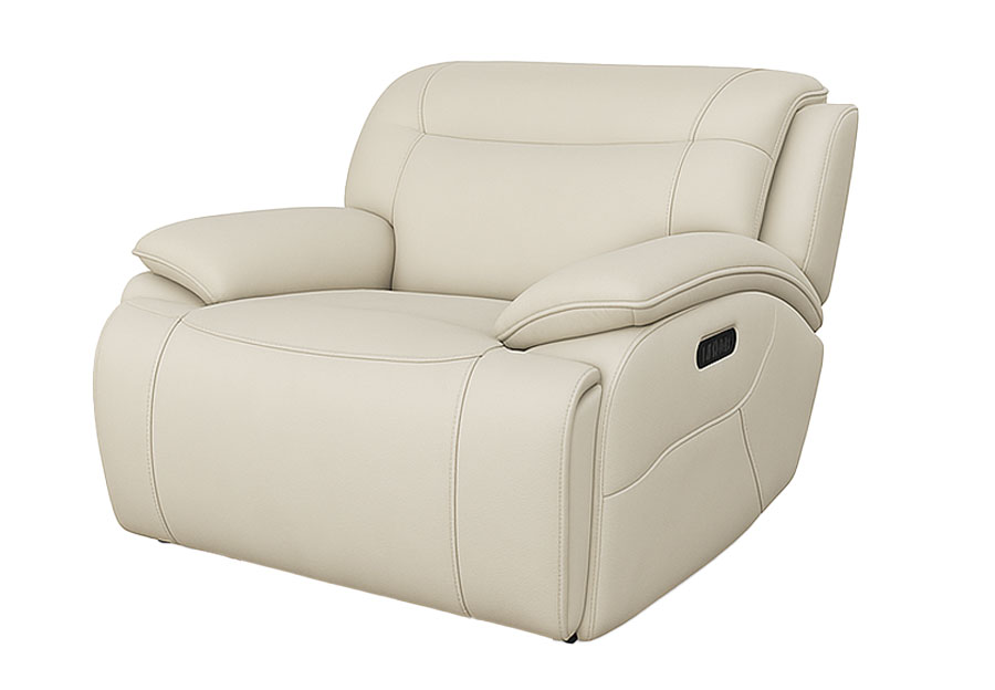 Cheers Regis Beige Dual Power Recliner Leather Match