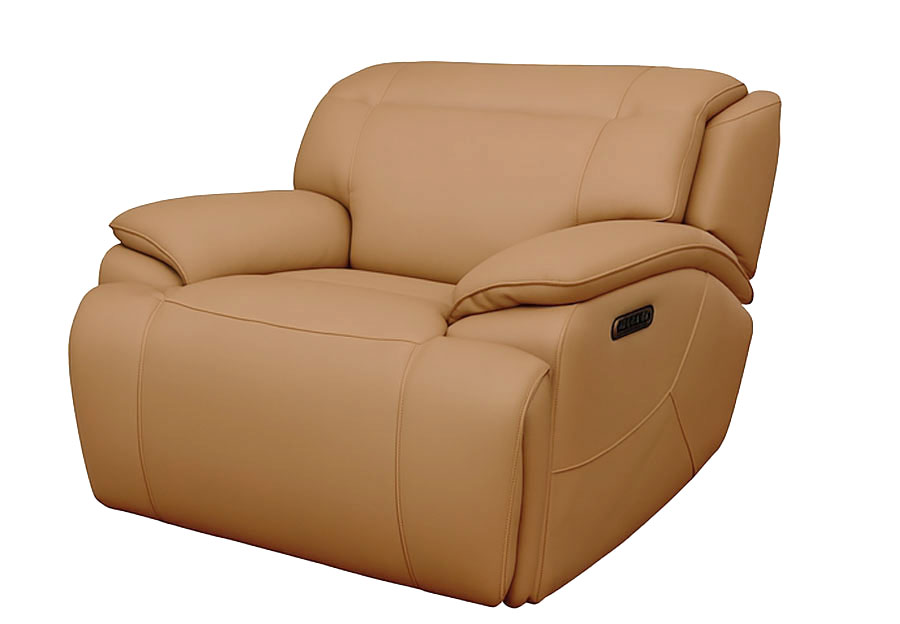 Cheers Regis Camel Dual Power Recliner Leather Match