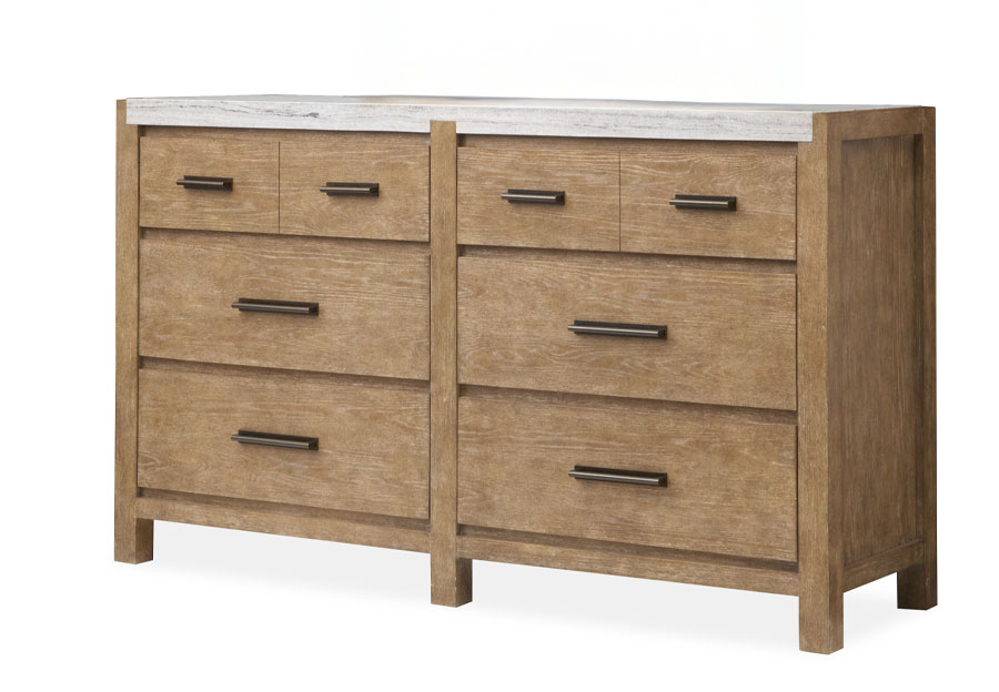 Magnussen Plum Creek Six Drawer Dresser With Marble Top