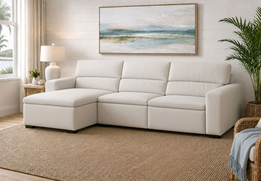 Cheers Bayshore Eggshell Infinite Two Power Left Chaise Sofa 
