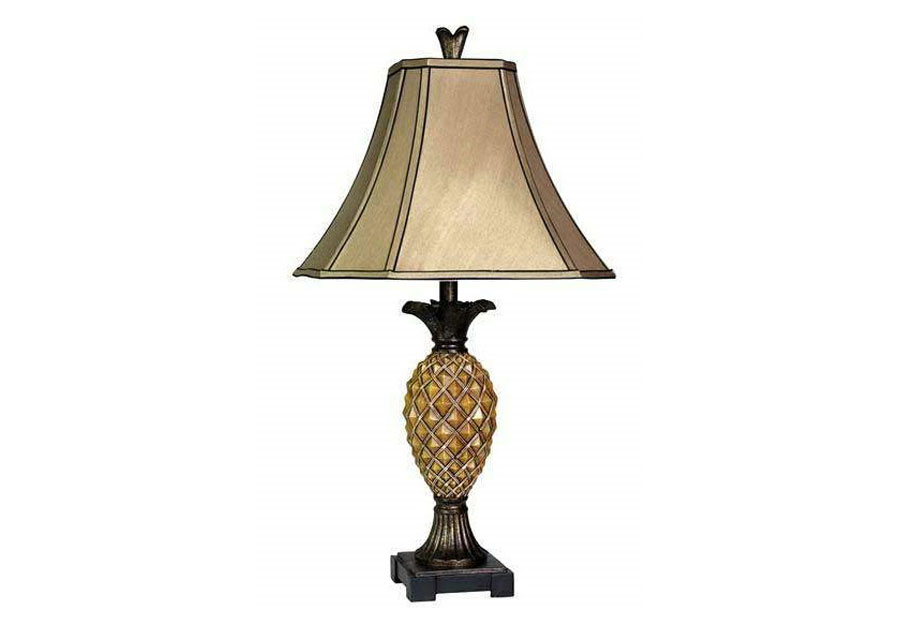 Classic Pineapple Textured Table Lamp with Bell Shade