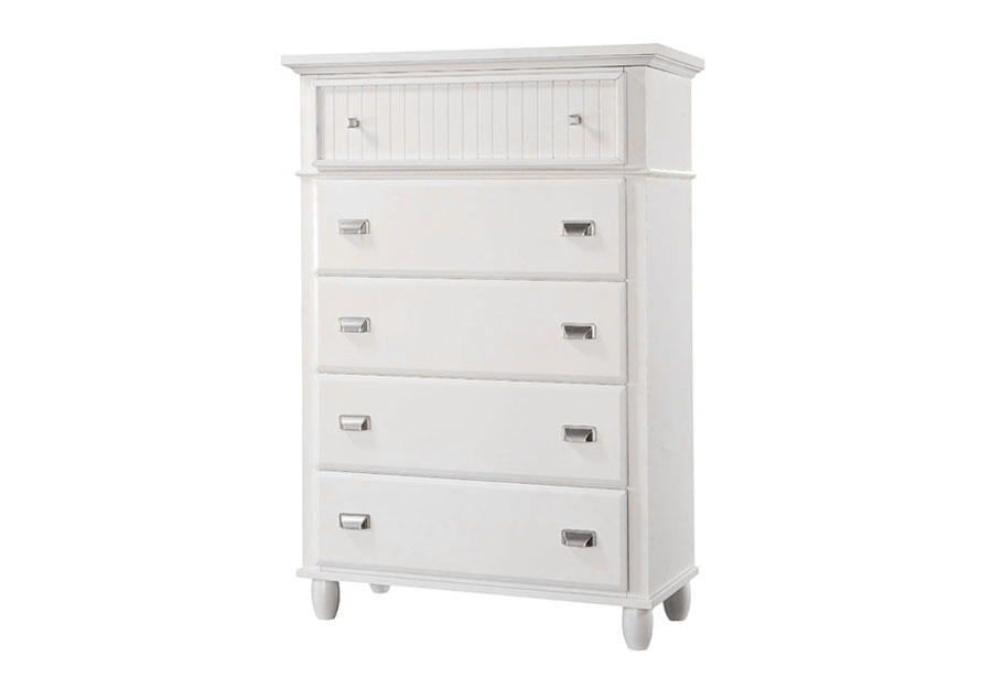 Elements Spencer White Five-Drawer Chest