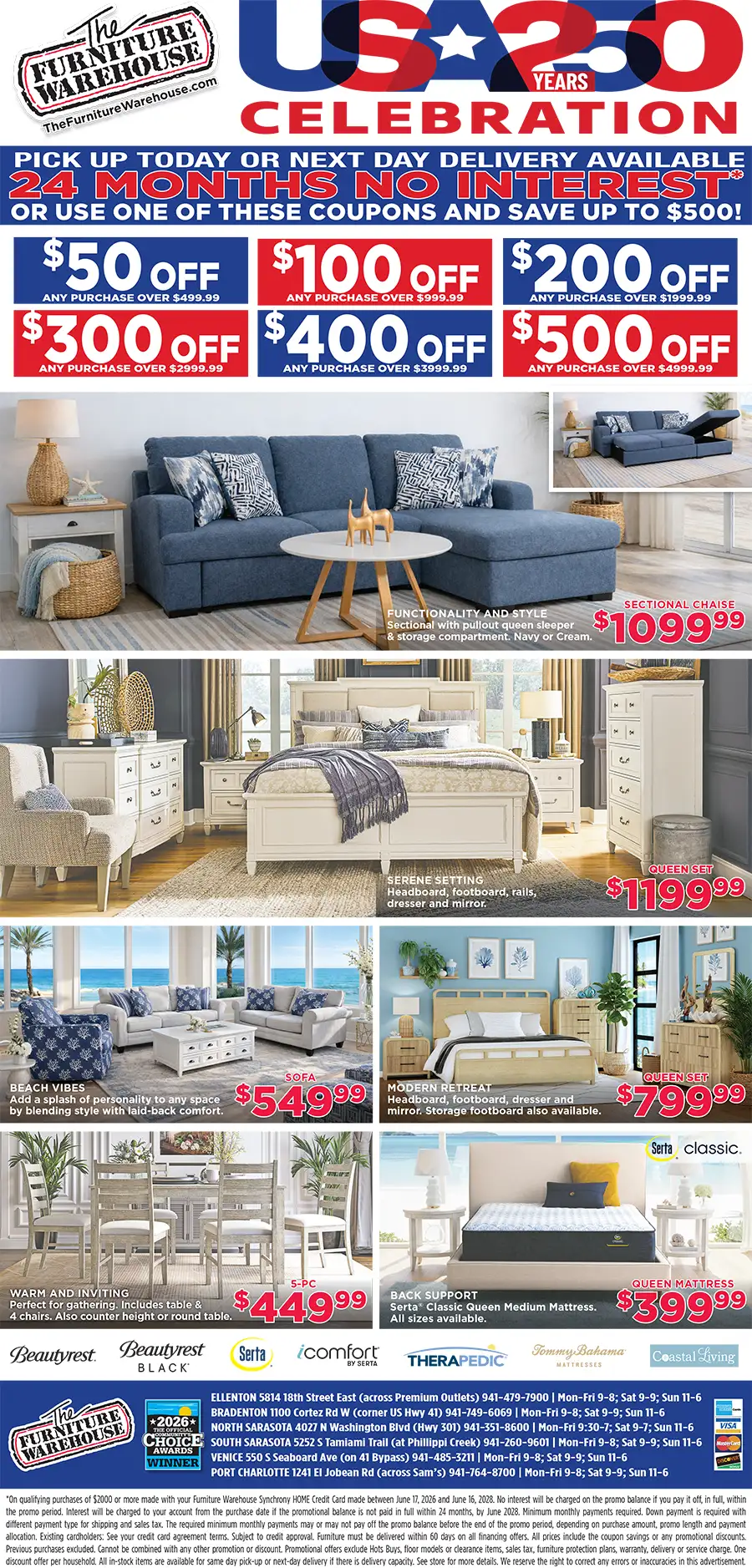Upgrade Your Home Furniture During Our Historic 250th Anniversary Celebration Sale!