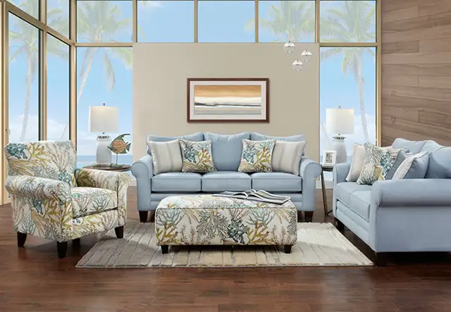 Fabric living room set.