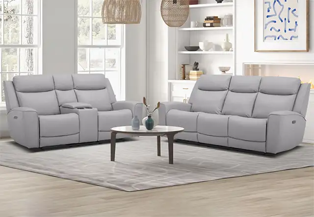 Vinyl sofa and loveseat.