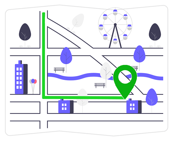 City map with the delivery tracking path and the endpoint pin.