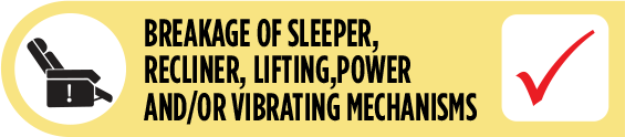 Breakage Of Sleeper, Recliner, Lifting, Power and / or Vibrating Mechanism